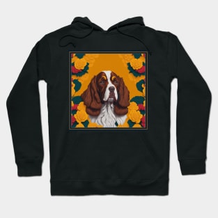 Dogs, spaniel and flowers, dog, style vector (yellow version spaniel) Hoodie